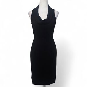 White House Black Market Black Cowl Neck‎ Midi Dress Size 4